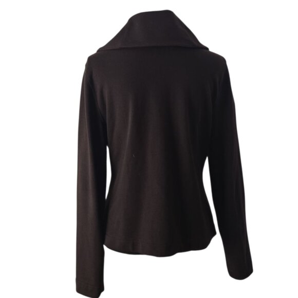 Ralph Lauren Chocolate Brown Cotton Knit Blazer Jacket M - Picture 4 of 7